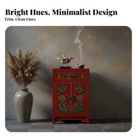 Hand-Painted 2-Drawer Cabinet Vintage Look Nightstand Fully Assembled Sturdy Construction for Homeowners, Partners