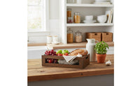 2 Pieces Wooden Display Crate Multipurpose Wood and Wire Basket Rustic Design Farmhouse Storage Bin for Kitchen, Pantry, Lavatory