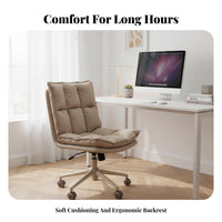 Armless Upholstered Wheeled Chair 360-Degree Rotating Upholstered Rolling Chair Ergonomic Ergonomic Spineing Floorfloor-Safe