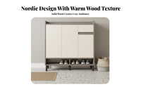 Space Saving Wood Shoe Storage Console Large Capacity Unrestricted Standing Shoe Cabinet Long-Lasting Easy to Clean for Families, Homeowners, Apartment Dwellers, Hallway, Living Room, Bedroom, Closet