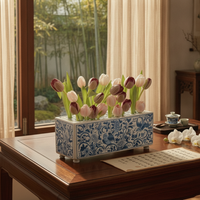 Rectangular Flower Vase Perforated Home Decor Decorative