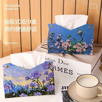 Luxury Floral Leather Tissue Box for Desktop, High-End