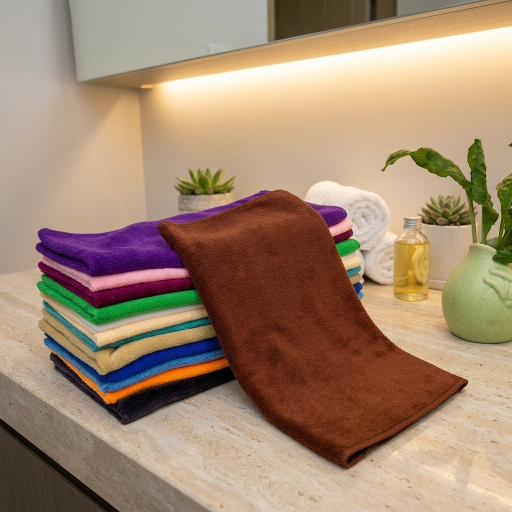 Double Sided Microfibre Towel, Static Resistant Towel for Face and Hair Drying