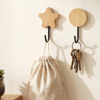Adhesive Hook for Home, No-Drill Wall Hook for Bathroom Kitchen, Cute Cartoon Bamboo Wall Hook, Customizable Engraving