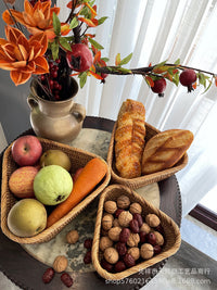 3 Pieces Triangle Woven Basket Set Handmade Versatile Bread and Snack Tray for Dining Table, Living Room, Party