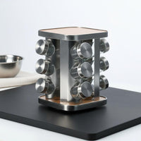 Rotating Seasoning Rack Wooden Accent Revolving Seasoning Rack Space Saving