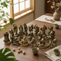 18 Pieces Arhat Figurines Zen Buddhist Statues Meditation for Altar, Collectors