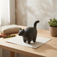 Cast-Iron Cat Paperweight Textured Decor Gift Idea for Desktop, Office