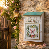 Surface-Mounted Mailbox Easy to Mount Outdoor Mail Box Floral Pattern Front Porch Fixture for Entrance