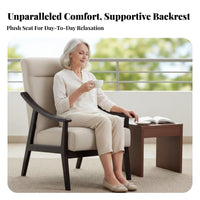 Padded Wood Armchair Comfortable Spine Supportrest Single Sofa Sturdy Construction Thick Paddinging for Homeowners, Balcony