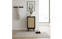 Cane Door Storage Cabinet Solid Wood Rattan Footwear Storage Unit Minimalist Style Household Furniture for Living Room
