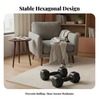 2 Pieces Hexagon Shaped Hexagonal Dumbbell Anti-Roll Design Hex Dumbbell Non-Slip Grip Hexagonal Hand Weight Long-Lasting for Children, Women, Beginners, Home, Workout, Gym