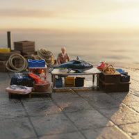 Tuna Market Figurine Set Collectible Seafood Scene Miniature Handmade Look