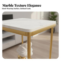 2-Tier Accent Table Sintered Stone Top Plant Stand Multi-Functional for Entryway