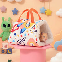 Small Animal Hamster Bed and Guinea Pig Bed, Faux Lamb Wool Parrot Cage Accessory, Winter Pet Warmer Includes Hook for Cockatiels