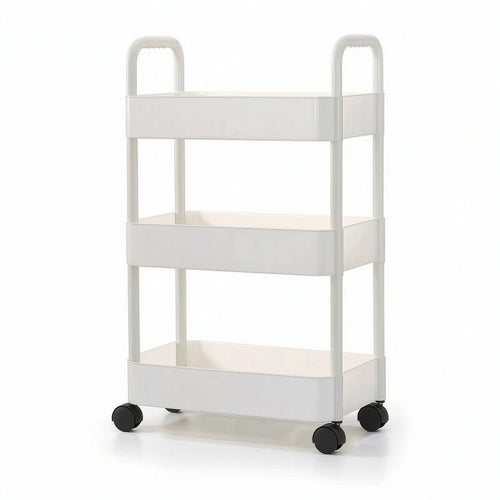 3-Tier Rolling Cart Easy to Move Rolling Storage Cart with Mesh Shelves