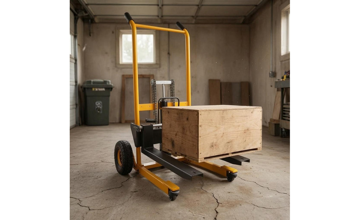 Manual Hydraulic Lifting Hand Truck Textured Grips Foldable Hydraulic Hand Truck Load Mover 4 Wheels