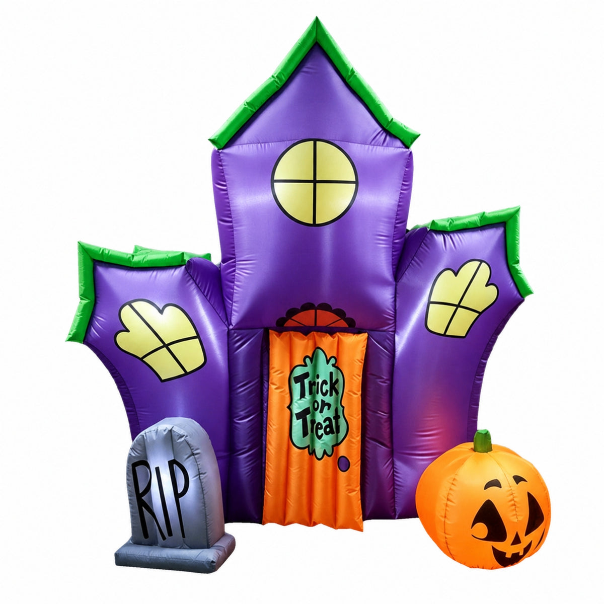 Inflatable Haunted House Easy Set-up Inflatable with Built-in Lights Yard Decoration Outdoor Pre-and for Families, Lawn