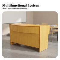 Multipurpose Use Wooden Classroom Podium Simple Classic Design School Presentation Lectern 2-Tier Storage teacher's Lecture Stand Large Desktop for Educators, Presenters, Training Center, Auditorium, Reception Area, Wedding Ceremony