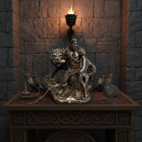 Viking-Era God Tyr Statue Antique Look Viking-Era God Statue Tyr and Mythic Wolf Figurine Hand-Painted Intricacies Viking