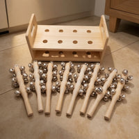 Hand Bell with Rack Reflective Shaker Bell Toy Instrument for Young Children, Playroom