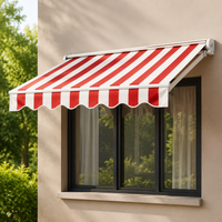 Replacement Valance Fabric for Awning, Sun Protection, Custom Polyester, Red/White Striped or Solid Blue