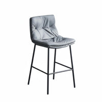 Upholstered High-Spine Stool Modern Design Counter Chair Metal Footrest Sturdy Construction for Restaurant Guests, Adults