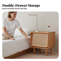 Narrow Wooden Nightstand pure Wood Bedside Table Sturdy Construction