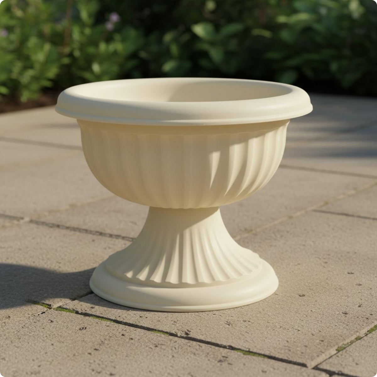 Goblet Planter Indoor Outdoor Use Ceramic Look Planter Double-Layer Design Decorative Plant Pot for Courtyard, Patio
