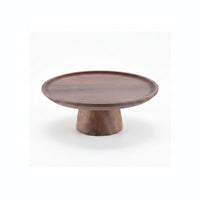 Shallow Tray Pedestal Cake Stand Brown Wooden Pedestal Cake Stand for Tabletop