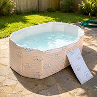 Striped Foldable Pool Easy to Stow Portable Pet Bath Tub Watertight for Patio