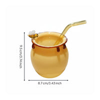 Glass Honey Jar with Bee Easy to Clean Bee Honey Pot Cup Stemless Design