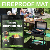 Yegbong Fireplace Fireproof Mat for Outdoor Patio and BBQ, Black Square Protective Pad