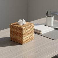 Rattan Tissue Box Cover Boho Design Home Decor Rustic Design for Bedroom, Office