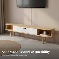 Narrow TV Cabinet Space Saving Minimalist TV Console Sturdy Build Wooden Media Stand with Legs for Small Apartment, Homestay, Bedroom