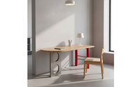 Memphis-Inspired Half-Oval Table Bauhaus Wall-Side Desk Space-Saving Dining Table Desk Sturdy for Telecommuting Workers, Students, Home Office, Studio