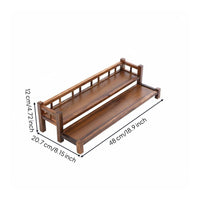 Double Layer Tea Stand Walnut Wood Bamboo Cup Holder Shelf Anti-Drop Guard