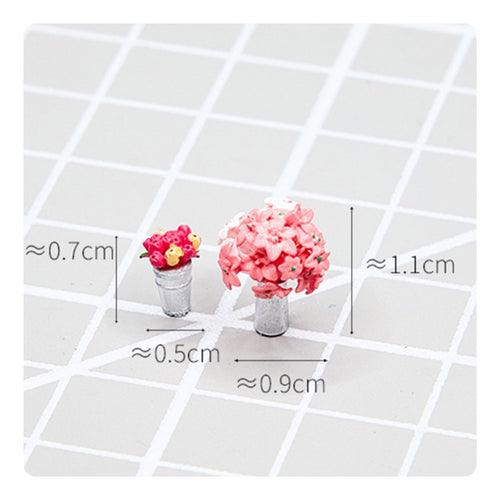 1:64 Scale Flower Model Detailed Paint Mini Potted Plant Gift Idea