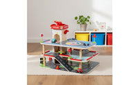 Wooden Parking Garage Playset Develops Movement Skills for Playroom, Kids