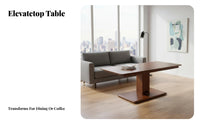 2-in-1 Function elevatingTop Coffee-to-Dining Table Height-Adjustable Expandable elevatingTop Coffee Table Space-Saving adaptable Furniture Modern Design for Apartment Dwellers, Home Office Users, homeowners, Living Room