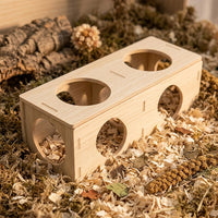 Multi-Entrance Hamster Tunnel and Multichamber Hamster Wood House, All-Season Toys for Dwarf Hamsters and Small Pet Enrichment