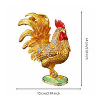 Metal Rooster-Shaped Statue Auspicious Charm Home Decor Hand Painted