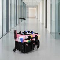 Cleaning Supplies Organizer with Wheels Portable Cleaning Bag with Trolley Large