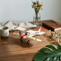Propeller Airplane Model Collectible Metal Airplane Model Rustic Plane Ornament for Office