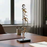 Climbing Man Statue Collectible Abstract Male Figurine Gold Finish for Bookshelf
