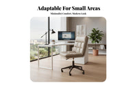Lumbar Support Upholstered Armless Roller Chair Adjustable Height Armless Rolling Chair Ergonomic Design Swivel Seat Sofa-Like Comfort for Students, Adults, Women, Study Room, Bedroom, Vanity Station, Small Spaces
