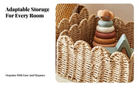 Rectangular Woven Basket Multi-Purpose Household Storage Decorative for Students