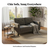 Small Space Solution Minimalist Fabric Sofa Simple Design Corduroy Loveseat Modern design Couch Sturdy Wooden Legs for Apartment Dwellers, duos, Students, Living Room, Reception Area, notice Lounge, Bedroom