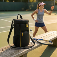 Structured Tennis Ball Bag with Shoulder Strap Handsunrestricted Cylindrical Sports Bag with Pockets Lightweight Versatile for Coaches