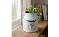 Decorative Iron Pail Distressed Finish Rustic Metal Pail